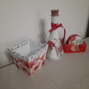 Set sticla cu maci, masca ghiveci mic si suporturi pahare - casă & stil de viață - accesorii pentru decorat casa - decorațiuni de masă și decorațiuni pentru rafturi  - decorațiuni de masă - Artynos.ro