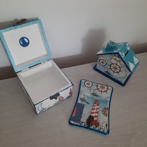 Set pusculita cu motive marine - casă & stil de viață - accesorii pentru decorat casa - decorațiuni de masă și decorațiuni pentru rafturi  - cutii decor, cutii de suveniruri - Artynos.ro