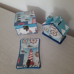Set pusculita cu motive marine - casă & stil de viață - accesorii pentru decorat casa - decorațiuni de masă și decorațiuni pentru rafturi  - cutii decor, cutii de suveniruri - Artynos.ro