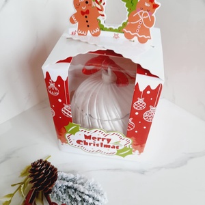 Glob alb perlat lumanare - crăciun - decorațiuni de crăciun de casă - globuri de crăciun - Artynos.ro