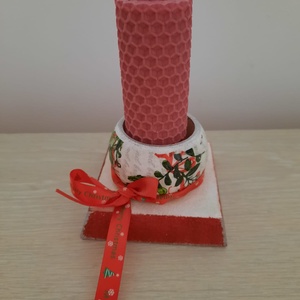 Suport patrat si lumanare fagure roz, Casa & Stil de viata, Lumanari, parfumuri, arome, Lumanari si sfesnice, Altele, ARTYNOS