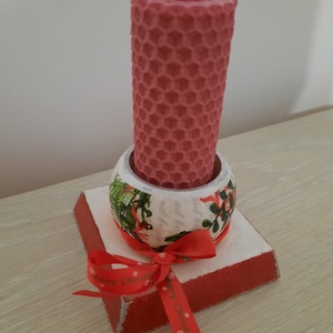 Suport patrat si lumanare fagure roz - casă & stil de viață - lumânări, parfumuri, arome - lumânări și sfeșnice - Artynos.ro