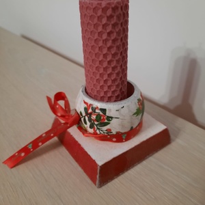 Suport patrat si lumanare fagure roz - casă & stil de viață - lumânări, parfumuri, arome - lumânări și sfeșnice - Artynos.ro