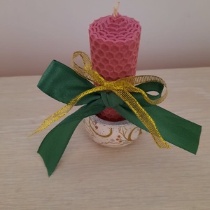 Suport  si lumanare fagure roz - casă & stil de viață - lumânări, parfumuri, arome - lumânări și sfeșnice - Artynos.ro