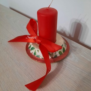 Suport rotund si lumanare rosie - casă & stil de viață - lumânări, parfumuri, arome - lumânări și sfeșnice - Artynos.ro