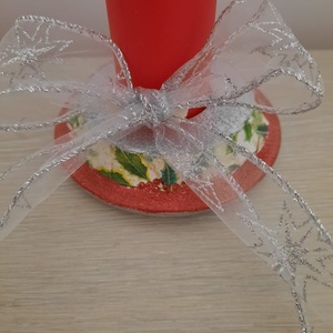 Suport rotund si lumanare rosie - casă & stil de viață - lumânări, parfumuri, arome - lumânări și sfeșnice - Artynos.ro