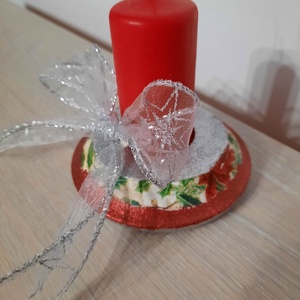 Suport rotund si lumanare rosie - casă & stil de viață - lumânări, parfumuri, arome - lumânări și sfeșnice - Artynos.ro