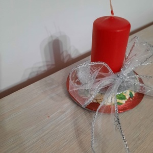 Suport rotund si lumanare rosie - casă & stil de viață - lumânări, parfumuri, arome - lumânări și sfeșnice - Artynos.ro