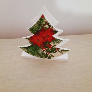 Suport servetele brad cu flori, Casa & Stil de viata, Decoratiuni de casa, Decoratiuni de masa si rafturi, Decoratiuni de masa, Decoupage, transfer si tehnici servetel, ARTYNOS