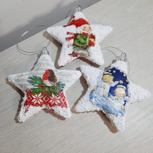 Set de trei globuri stele - crăciun - decorațiuni de crăciun de casă - globuri de crăciun - Artynos.ro