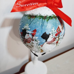 Glob rotund , Craciun, Decoratiuni de Craciun de casa, Globuri de Craciun, Decoupage, transfer si tehnici servetel, ARTYNOS