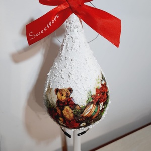 Glob lacrima cu ursulet, Craciun, Decoratiuni de Craciun de casa, Globuri de Craciun, Decoupage, transfer si tehnici servetel, ARTYNOS