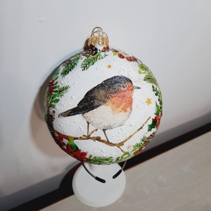 Glob plat cu pasare - crăciun - decorațiuni de crăciun de casă - globuri de crăciun - Artynos.ro