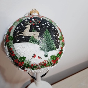 Glob plat cu cerb - crăciun - decorațiuni de crăciun de casă - globuri de crăciun - Artynos.ro