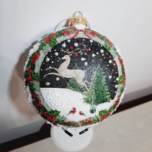 Glob plat cu cerb - crăciun - decorațiuni de crăciun de casă - globuri de crăciun - Artynos.ro