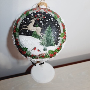 Glob plat cu cerb - crăciun - decorațiuni de crăciun de casă - globuri de crăciun - Artynos.ro