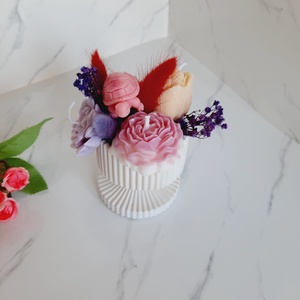 Recipient ceramic cu flori de ceara - casă & stil de viață - decorațiuni de casă - decorațiuni de masă și rafturi - decorațiuni de masă - Artynos.ro