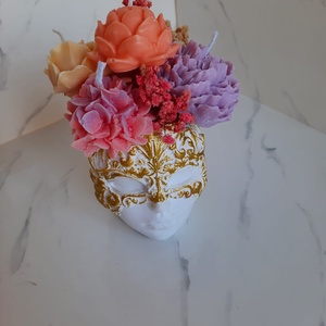 Recipient ceramic masca venetiana cu flori, Casa & Stil de viata, Decoratiuni de casa, Decoratiuni de masa si rafturi, Decoratiuni de masa, Aranjament de flori, ARTYNOS