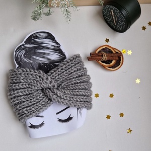 Bentiță tricotata Cool Grey - îmbrăcăminte și modă - eșarfe, pălării, fularuri - căciulă - Artynos.ro