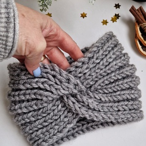 Bentiță tricotata Cool Grey - îmbrăcăminte și modă - eșarfe, pălării, fularuri - căciulă - Artynos.ro