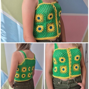 Top crosetat Floarea Soarelui, Imbracaminte si moda, Haine dama, Tricou si top de dama, Crosetat, ARTYNOS