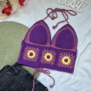 Top croșetat Lavanda în floare - îmbrăcăminte și modă - haine damă - tricou și top de damă - Artynos.ro
