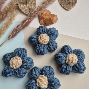 Martisor Handmade Tip Brosa � Flower Power Teal Sand, Bijuterii, Brose, Crosetat, ARTYNOS