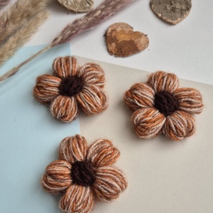 Mărțișor Handmade Tip Broșă � Flower Power Ruginiu și Ciocolată - bijuterii - broșe - Artynos.ro