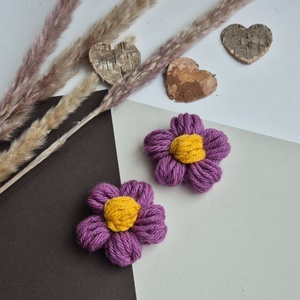 Mărțișor Handmade Tip Broșă � Flower Power Magenta si Galben Solar - bijuterii - broșe - Artynos.ro
