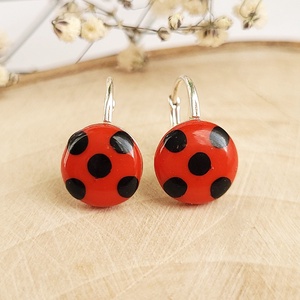Cercei Ladybug pe suport cu tortie din argint sau placat cu aur - Artynos.ro