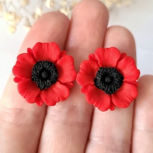 Cercei Flora roșu cu negru - bijuterii - cercei - cercei din argint - Artynos.ro