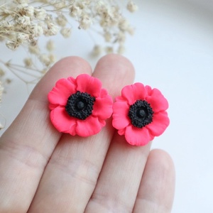 Cercei Flora roz neon cu negru - bijuterii - cercei - cercei din argint - Artynos.ro