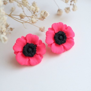 Cercei Flora roz neon cu negru - bijuterii - cercei - cercei din argint - Artynos.ro