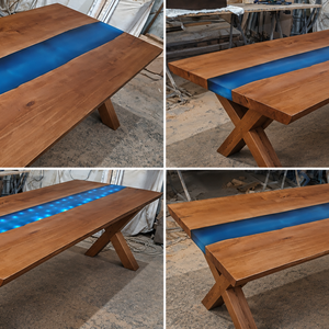Masă din lemn masiv și rășină epoxidică � 200 � 90 � 5 cm - casă & stil de viață - echipamente de bucătărie - accesorii de servire - măsuță de servire - Artynos.ro