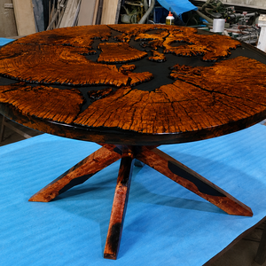 Masa rotunda din lemn cu rasina epoxidica - 120 cm - Artynos.ro