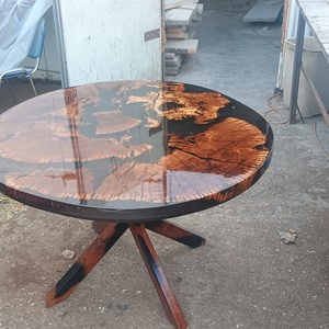 Masă rotundă din lemn cu rășină epoxidica - 120 cm - casă & stil de viață - echipamente de bucătărie - accesorii de servire - măsuță de servire - Artynos.ro