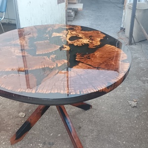 Masă rotundă din lemn cu rășină epoxidica - 120 cm - casă & stil de viață - echipamente de bucătărie - accesorii de servire - măsuță de servire - Artynos.ro