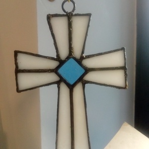 Crucifix vitraliu Tiffany - accesorii de crăciun - accesorii pentru copt de crăciun - Artynos.ro