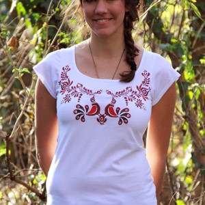 Tricou matyo brodat cu pasare maro brodata - Artynos.ro