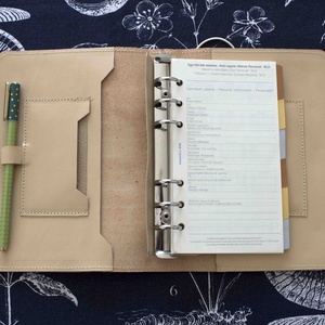 Jurnal cu inele/ jurnal filofax/ jurnal cu bullet-uri din piele naturală(B6/dimensiune personală) - casă & stil de viață - papetărie de hârtie - papetărie personalizată - Artynos.ro