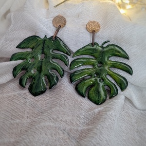 Cercei Wow Monstera , Bijuterii, Cercei, Cercei agatati, Prelucrarea metalelor, ARTYNOS