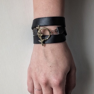 Bratara din piele naturala reciclata, cupru si alama 'Eternal Cycle'  - Artynos.ro