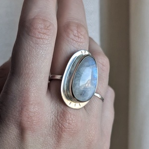 Inel Statement din Argint cu Piatra Lunii Moon Tear  - Artynos.ro