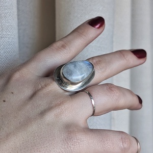 Inel Statement din Argint cu Piatra Lunii Moon Tear  - bijuterii - inele - inele statement - Artynos.ro