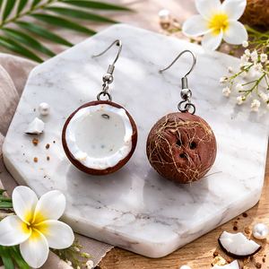 Cercei fimo nuca de cocos - Vibe tropical , Bijuterii, Cercei, Cercei cu figurine, Ceramica, Confectionarea bijuteriilor, ARTYNOS