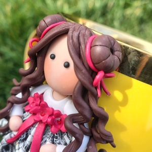 Cană fetiță cu două codițe � detaliu handmade din lut polimeric - casă & stil de viață - decorațiuni de casă - decorațiuni de pereți - capcană de vise - Artynos.ro