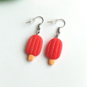 Cercei handmade înghețată pe băț din lut polimeric � inox hipoalergenic, cercei amuzanți kawaii, desert - bijuterii - cercei - cercei cu figurine - Artynos.ro