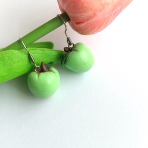 Cercei mar verde din lut polimeric � handmade jucaus, Bijuterii, Cercei, Cercei cu figurine, Confectionarea bijuteriilor, Lucrare cu argila, ARTYNOS