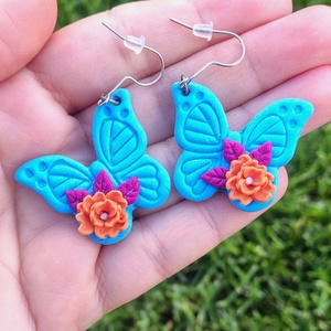 Cercei fluturi din lut polimeric , Bijuterii, Cercei, Cercei cu figurine, , ARTYNOS