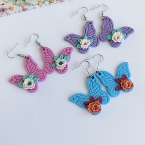 Cercei fluturi din lut polimeric , Bijuterii, Cercei, Cercei cu figurine, , ARTYNOS